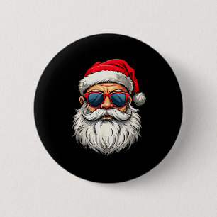 Cool Santa Claus Face Retro Sungles Christmas Men 6 Cm Round Badge