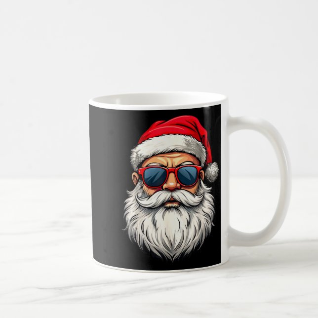 Cool Santa Claus Face Retro Sungles Christmas Men  Coffee Mug (Right)