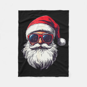 Cool Santa Claus Face Retro Sungles Christmas Men Fleece Blanket
