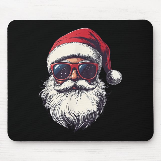 Cool Santa Claus Face Retro Sungles Christmas Men  Mouse Mat (Front)