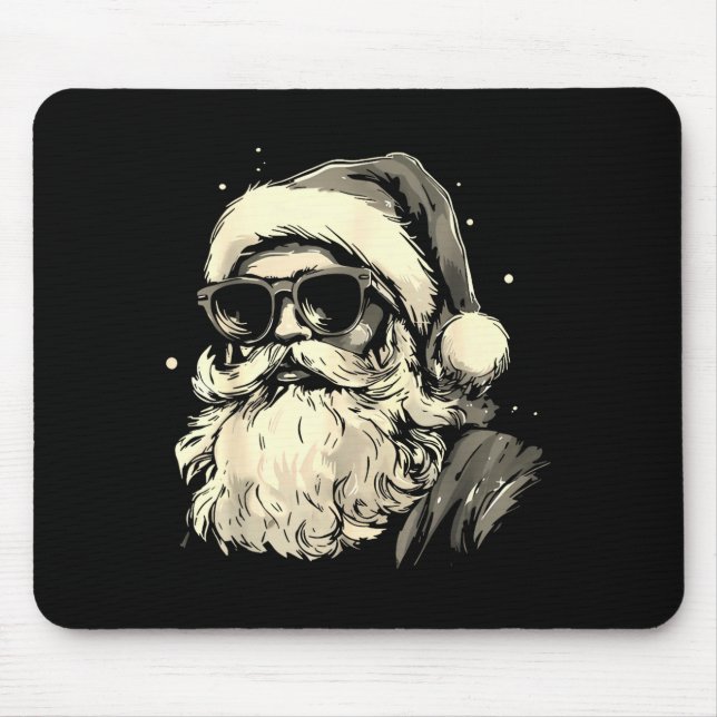 Cool Santa Claus Face Retro Sungles Christmas Men  Mouse Mat (Front)