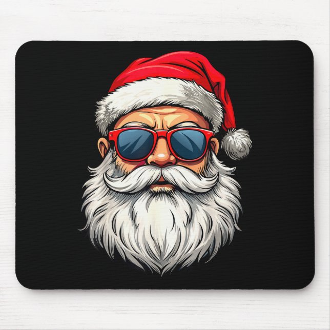 Cool Santa Claus Face Retro Sungles Christmas Men  Mouse Mat (Front)