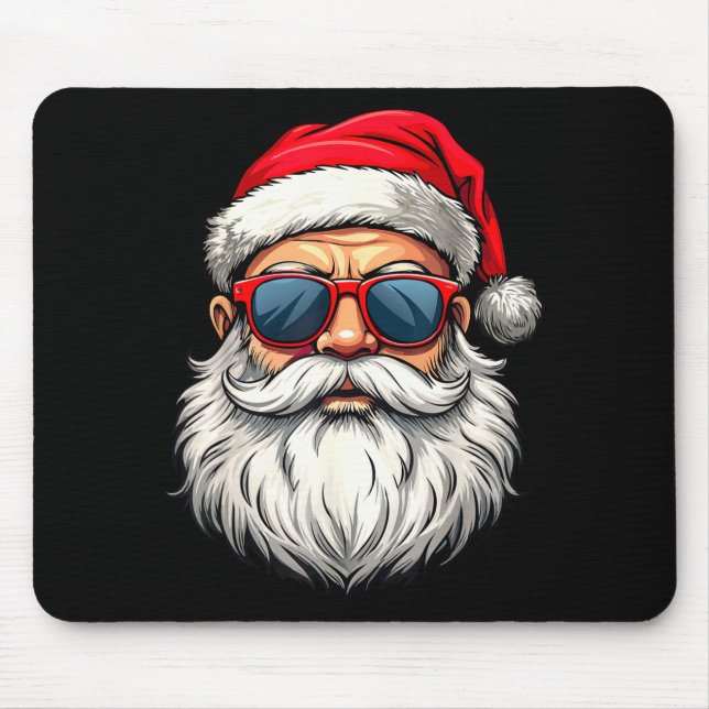 Cool Santa Claus Face Retro Sungles Christmas Men  Mouse Mat (Front)