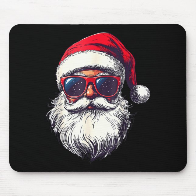 Cool Santa Claus Face Retro Sungles Christmas Men  Mouse Mat (Front)