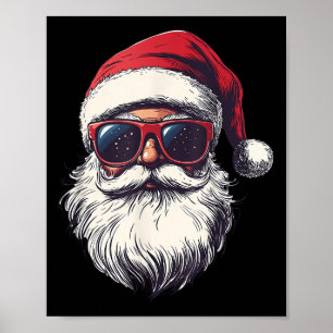 Cool Santa Claus Face Retro Sungles Christmas Men  Poster