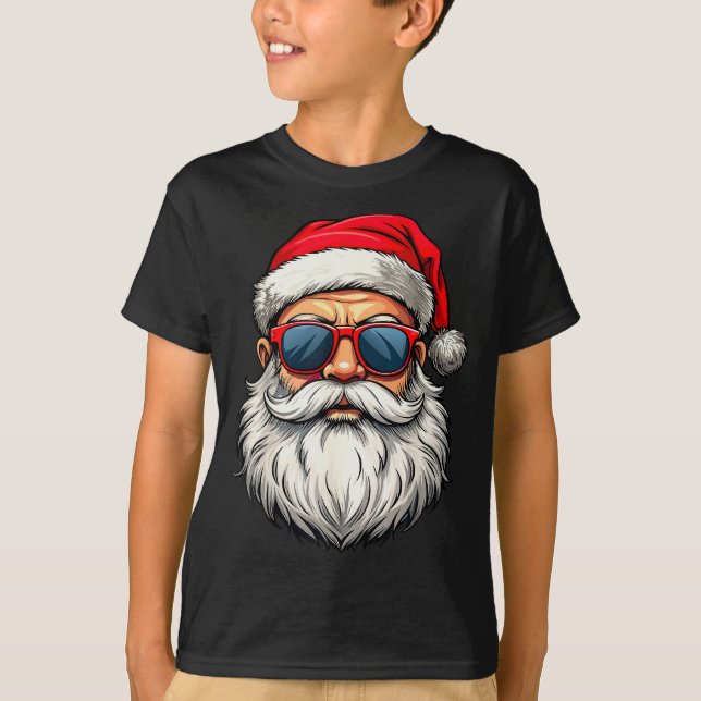 Cool Santa Claus Face Retro Sungles Christmas Men  T-Shirt (Front)