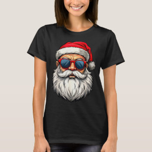 Cool Santa Claus Face Retro Sungles Christmas Men  T-Shirt