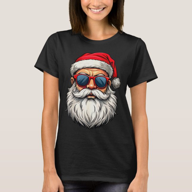Cool Santa Claus Face Retro Sungles Christmas Men  T-Shirt (Front)