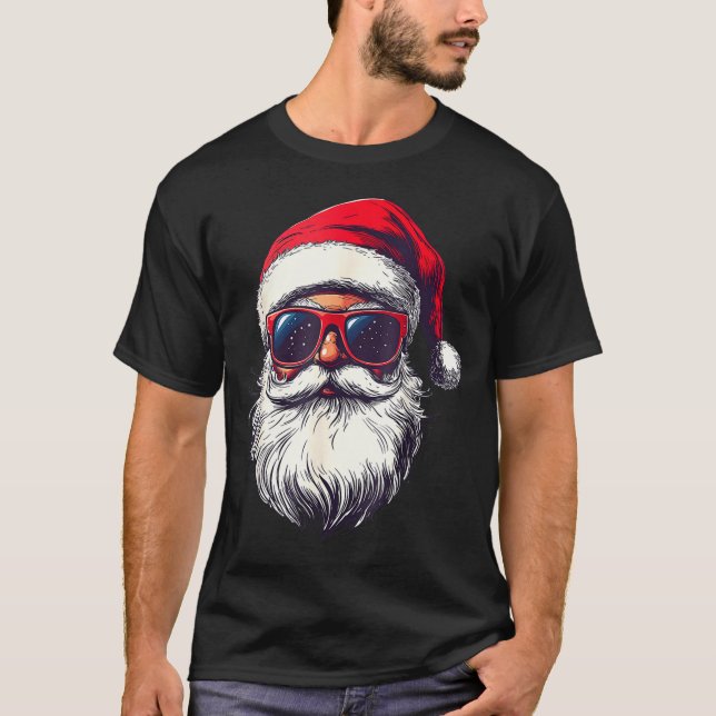 Cool Santa Claus Face Retro Sungles Christmas Men  T-Shirt (Front)