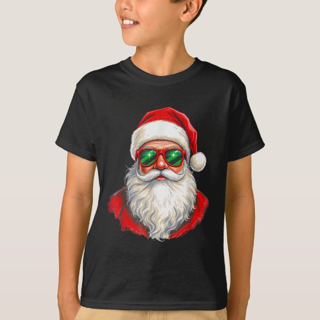 Cool Santa Claus Face Retro Sungles Christmas Men  T-Shirt (Front)