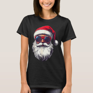 Cool Santa Claus Face Retro Sungles Christmas Men  T-Shirt