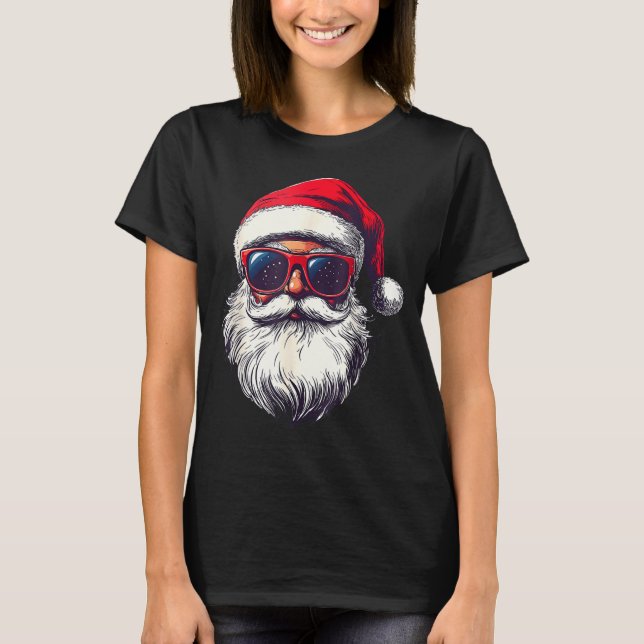 Cool Santa Claus Face Retro Sungles Christmas Men  T-Shirt (Front)