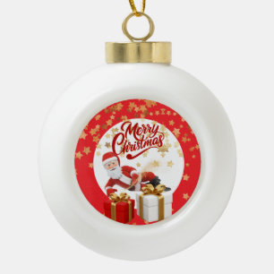 Cool Santa Claus Holiday in Christmas 🎅 Ceramic Ball Christmas Ornament