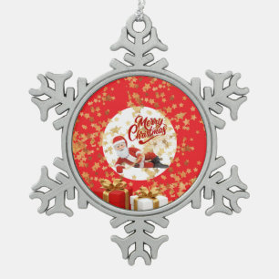 Cool Santa Claus Holiday in Christmas 🎅 Snowflake Pewter Christmas Ornament