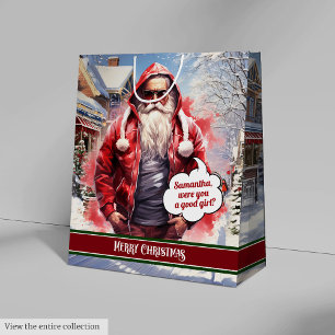Cool Santa Claus Personalised Christmas Gift Bag