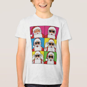 Cool Santa Claus Pop Art with Sunglasses - Retro C Tri-Blend Shirt