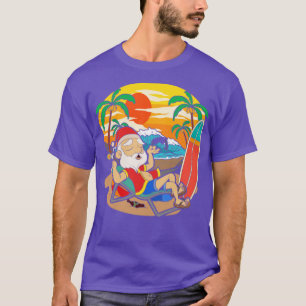 Cool Santa Claus Sunset Tropical Hawaiian Xmas Chr T-Shirt