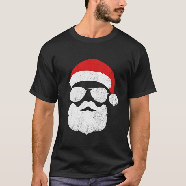 Cool santa claus with sunglasses for christmas fam T-Shirt (Front)
