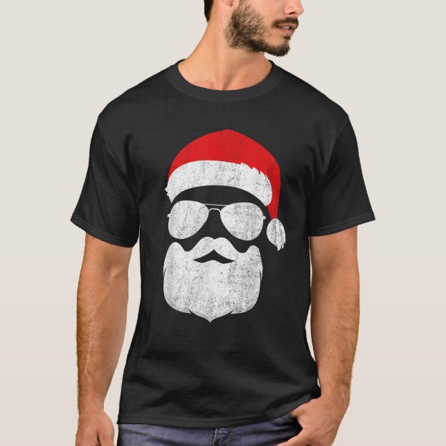 Cool santa claus with sunglasses for christmas fam T-Shirt (Front)