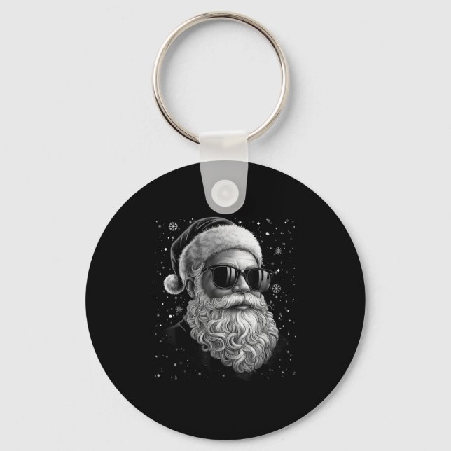 Cool Santa Face Beard &amp; Gles Christmas Funny M Key Ring (Front)