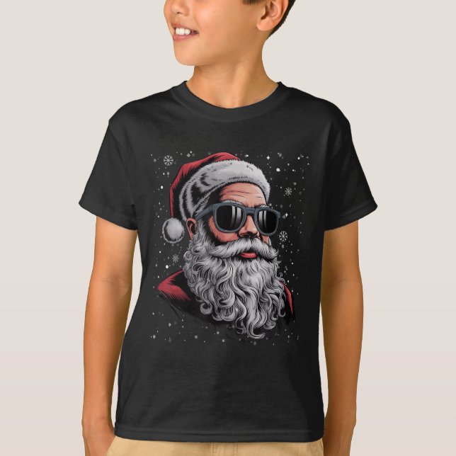 Cool Santa Face Beard &amp; Gles Christmas Funny M T-Shirt (Front)