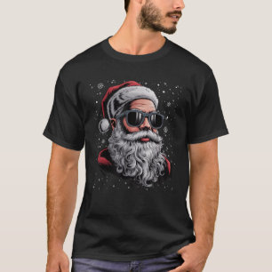 Cool Santa Face Beard Glasses Christmas Funny Men T-Shirt