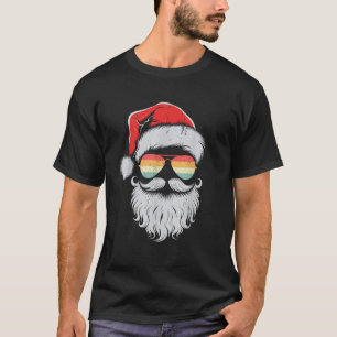 Cool Santa Face Sunglasses Christmas Xmas Men Boys T-Shirt