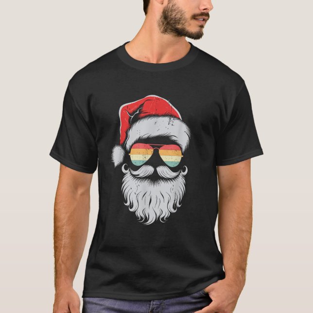 Cool Santa Face Sunglasses Christmas Xmas Men Boys T-Shirt (Front)