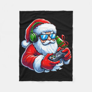 Cool Santa Gamer Controller Gaming Video Game Chri Fleece Blanket