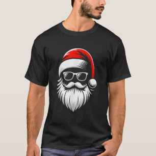 Cool Santa Hat Beard Sunglasses Grandpa Dad Men Ch T-Shirt