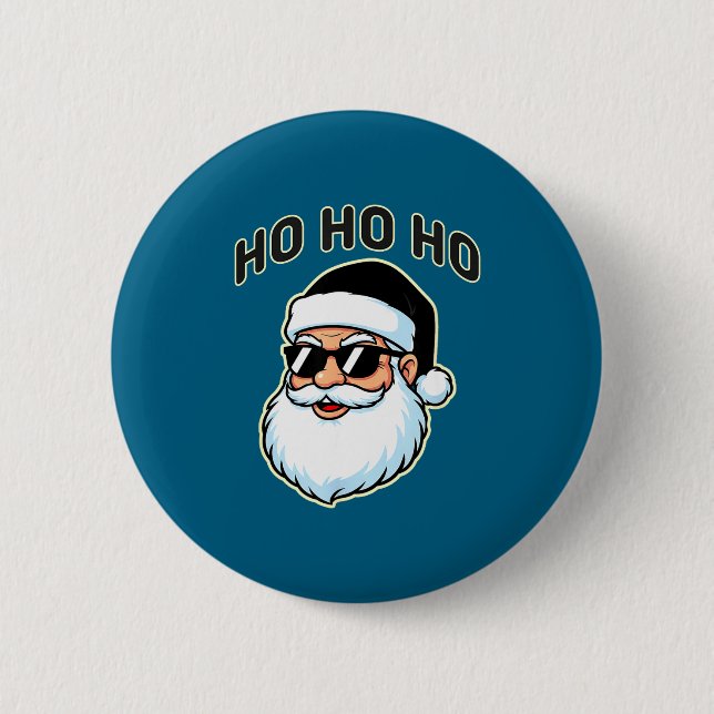 Cool Santa In Black Hat Sungles Graphic 2  6 Cm Round Badge (Front)