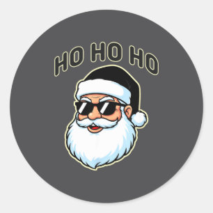 Cool Santa In Black Hat Sungles Graphic 2  Classic Round Sticker
