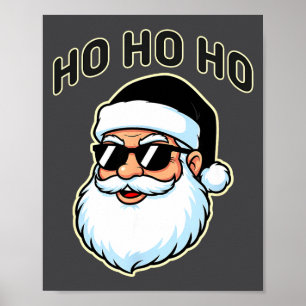 Cool Santa In Black Hat Sungles Graphic 2  Poster