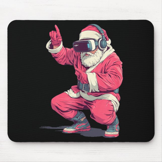 Cool Santa Moves With Vr Headset For Gaming Christ Mouse Mat (Front)