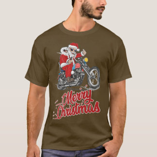 Cool Santa on a motorcycle Happy Christmas and a h T-Shirt
