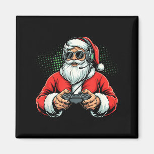 Cool Santa Playing Video Games Christmas Gamer Boy Magnet