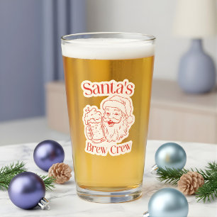 Cool Santa’s Brew Crew Christmas Beer Glass