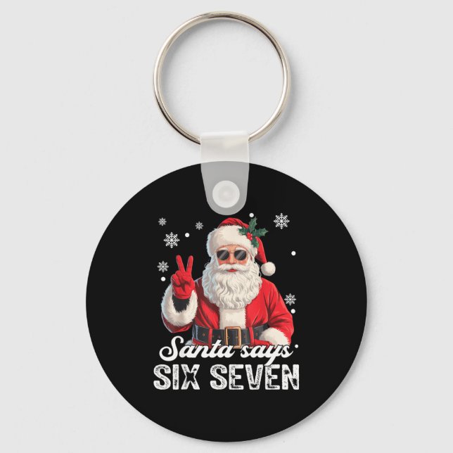 Cool Santa Says 67 Meme Funny Christmas Xmas Men W Key Ring (Front)