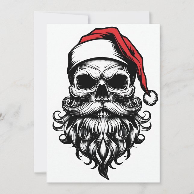 Cool Santa Skull Unique Christmas Card (Front)