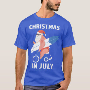 Cool Santa Surfboard Christmas in July T-Shirt