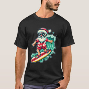 Cool Santa Surfing Christmas in July Summer Beach  T-Shirt