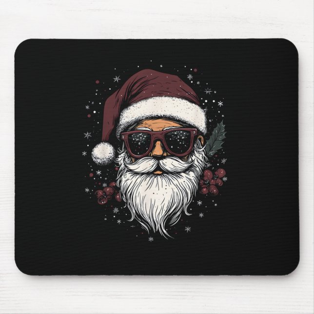 Cool Santa with Sunglasses Christmas Mouse Mat (Front)