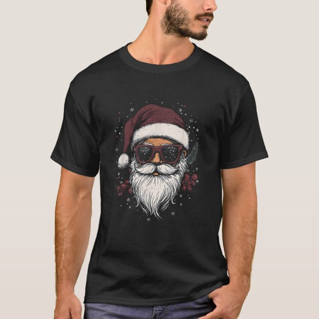Cool Santa with Sunglasses Christmas  T-Shirt (Front)