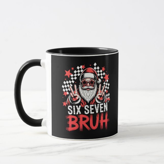 Cool Santa with sunglasses - Six Seven BRUH Mug (Left)