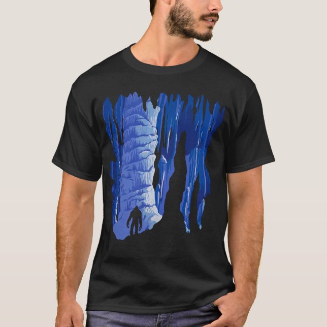 Cool Sasquatch in Cave Art T-Shirt (Front)
