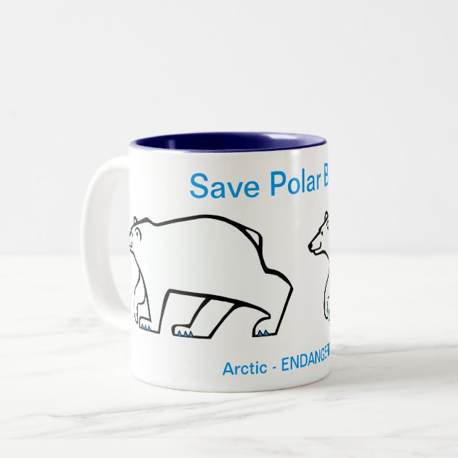  Cool Save Polar BEARS - Wildlife warrior -Arctic- Two-Tone Coffee Mug (Front Left)