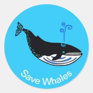 Cool - Save WHALES - Nature -Conservation - Blue Classic Round Sticker