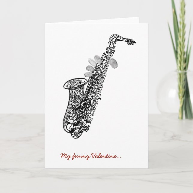 Cool saxophone Valentine's card (Front)