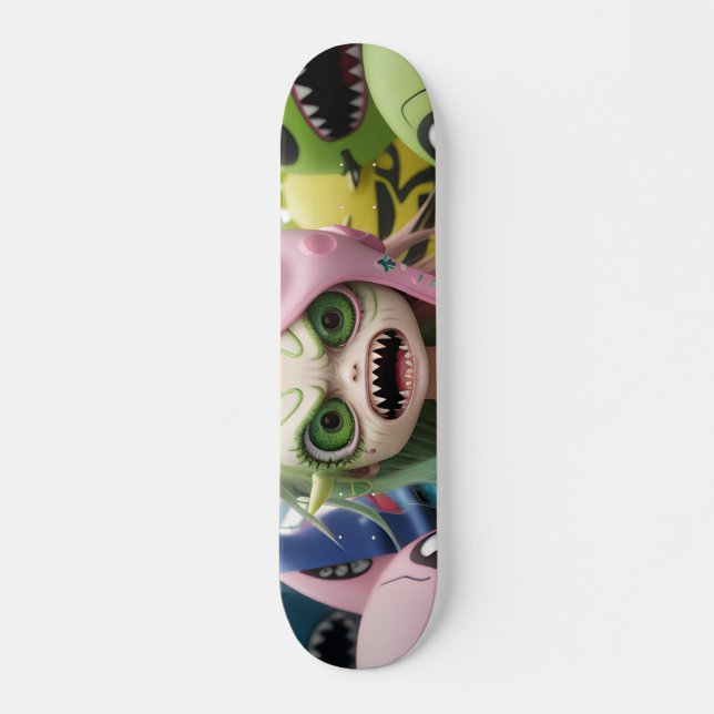 Cool scary alien monster cat girls skateboard (Front)