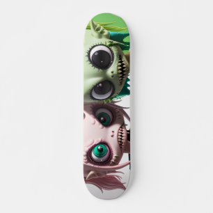 Cool scary alien monster cat girls skateboard